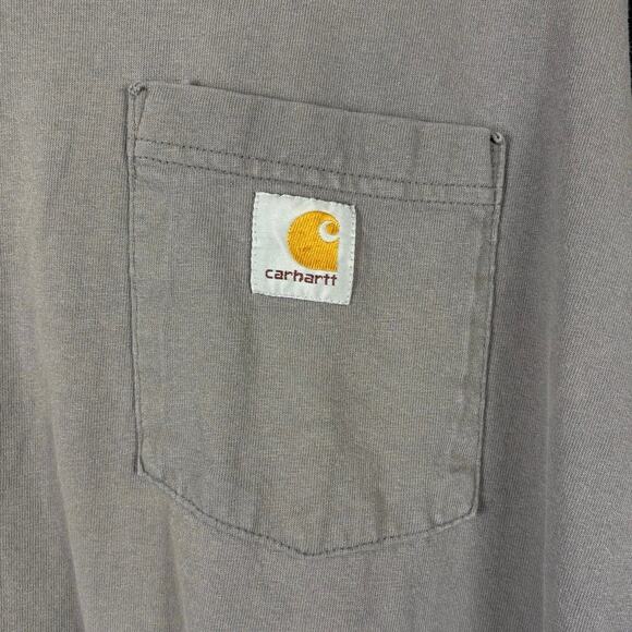 XL Charcoal Grey Long Cuffed Sleeved Original Fit Cotton Men’s Carhartt T-shirt - Picture 2 of 13